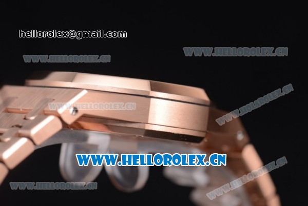 Audemars Piguet Royal Oak Seiko VK64 Quartz Rose Gold Case/Bracelet Silver Dial and Stick Markers (EF) - Click Image to Close